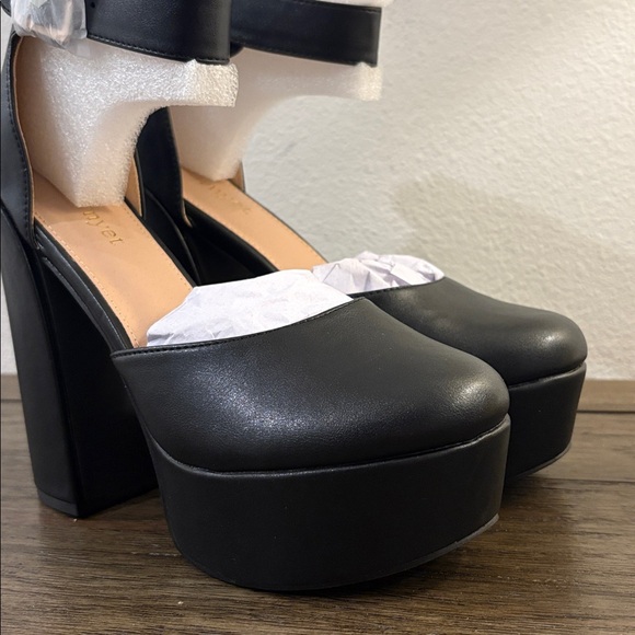 NIB [Lurnyet] Dreamer Black Platform Ankle Strap Platform Chunky Heels Women’s 7 - Picture 7 of 12
